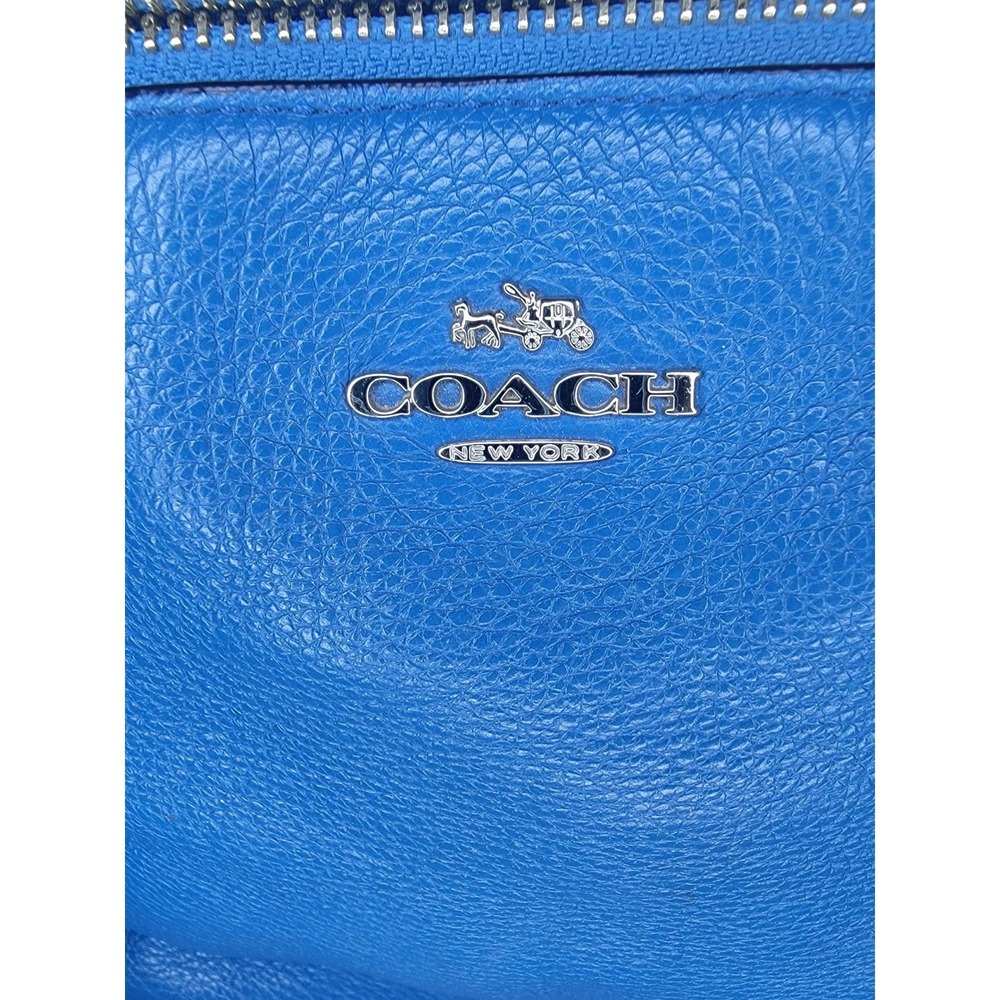 Coach Kelsey Satchel Cobalt Blue Pebbled Leather Crossbody Handbag Medium - Picture 3 of 14